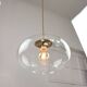Italian Mid-Century Glass and Brass Pendant Lamp