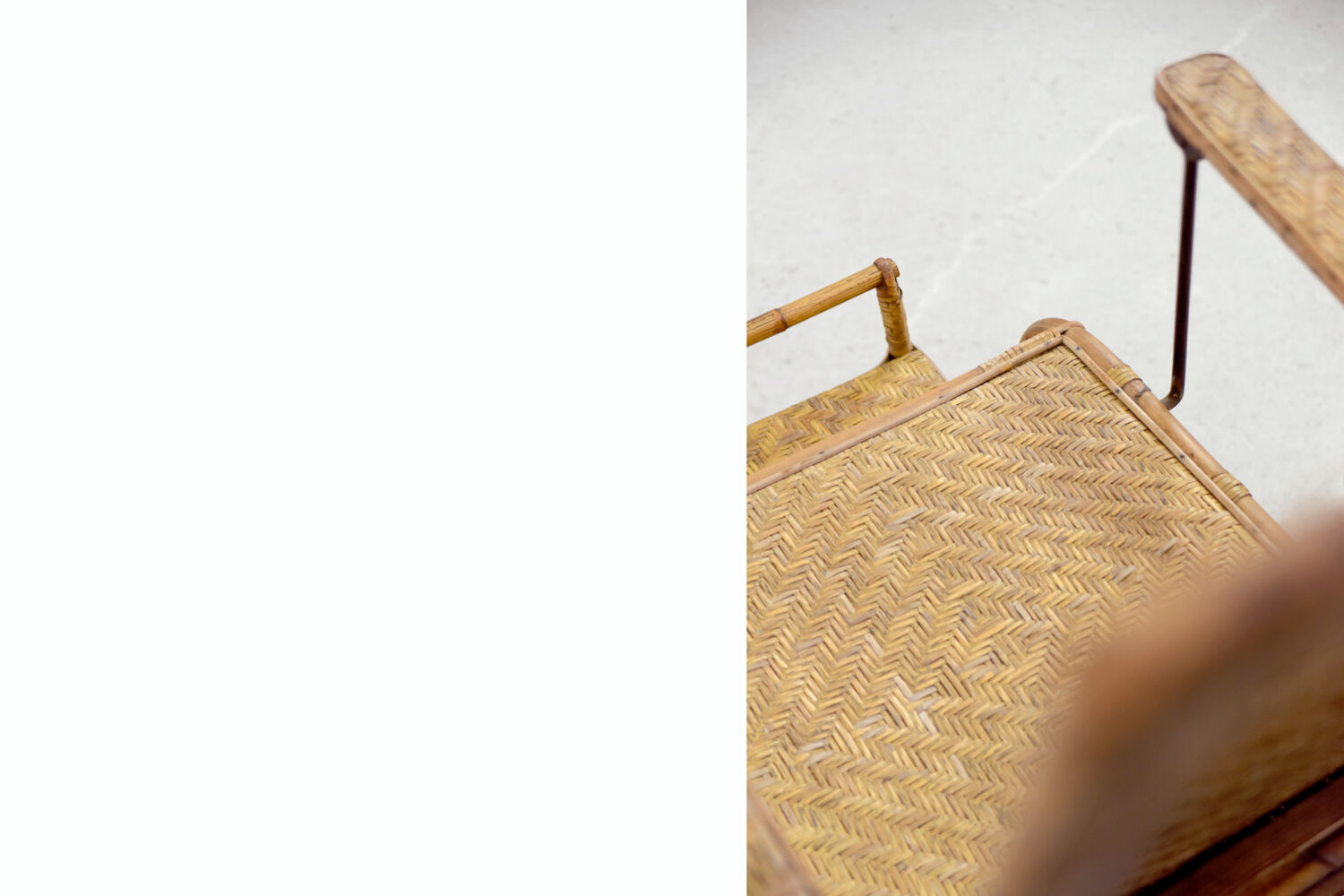 Bauhaus rattan armchair with ottoman by Erich Dieckmann, 1930s
