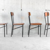 Set of 4 wood and metal vintage chairs