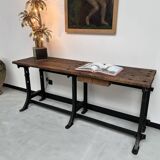 Old workbench with cast iron base, 1950s