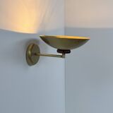 Vintage adjustable wall light, brass and wood, France 1970.