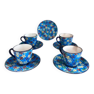 4 tasses et 5 dessous de tasse Longwy Décor 950