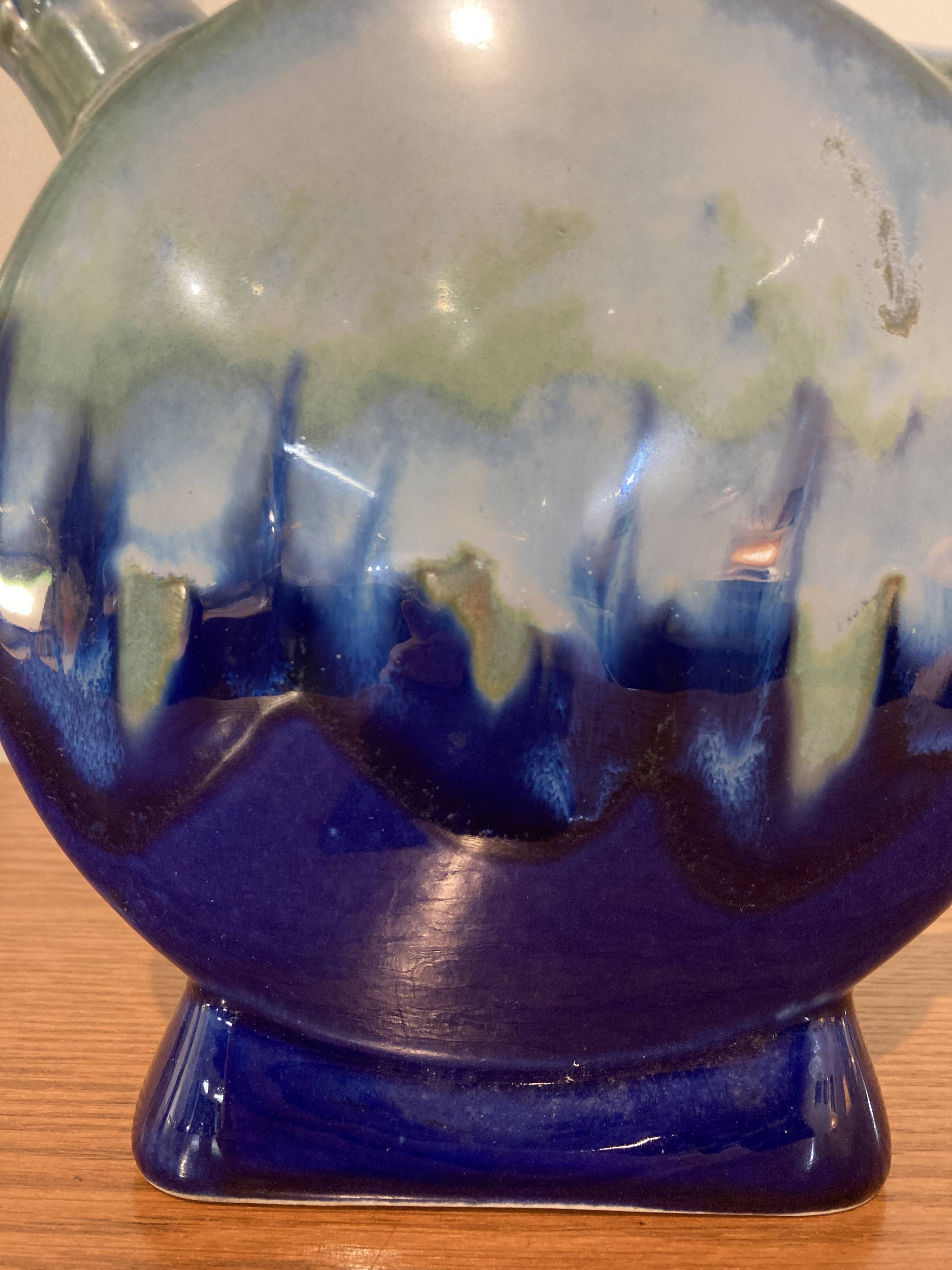 Art Deco flamed stoneware liqueur bottle