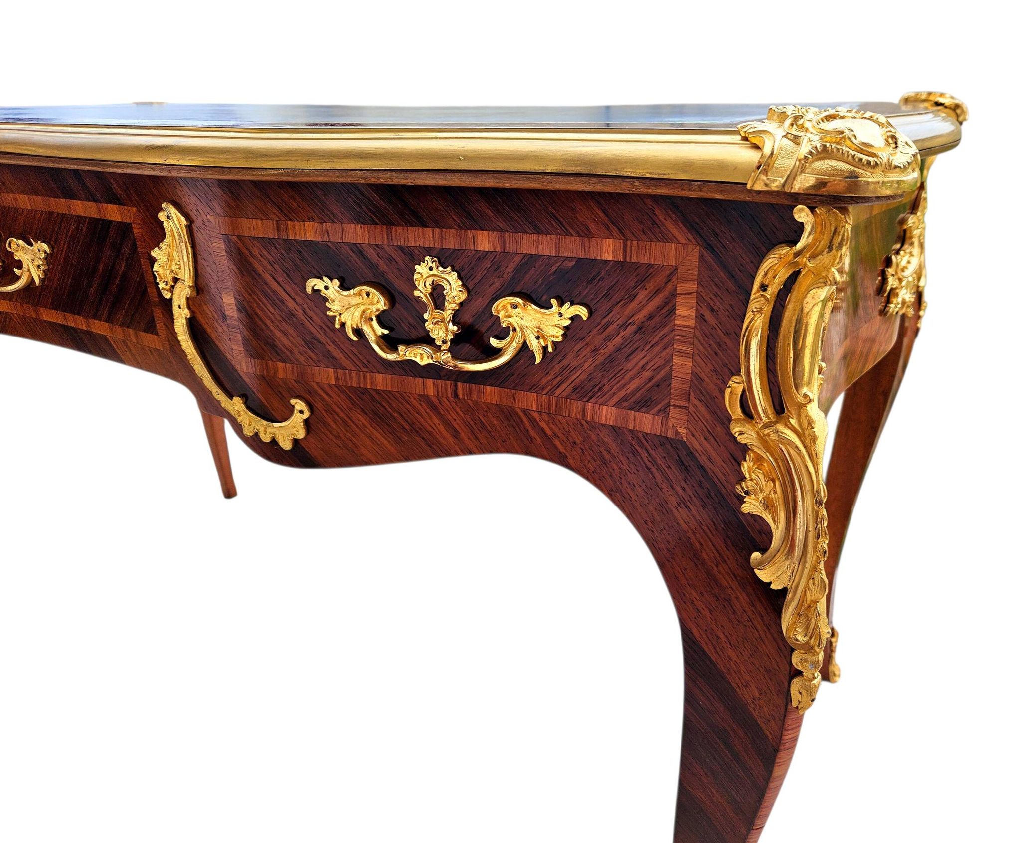 Marquetry and gilded bronze desk signed rinck in paris