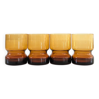 Lot de 4 verres ambrés vintage