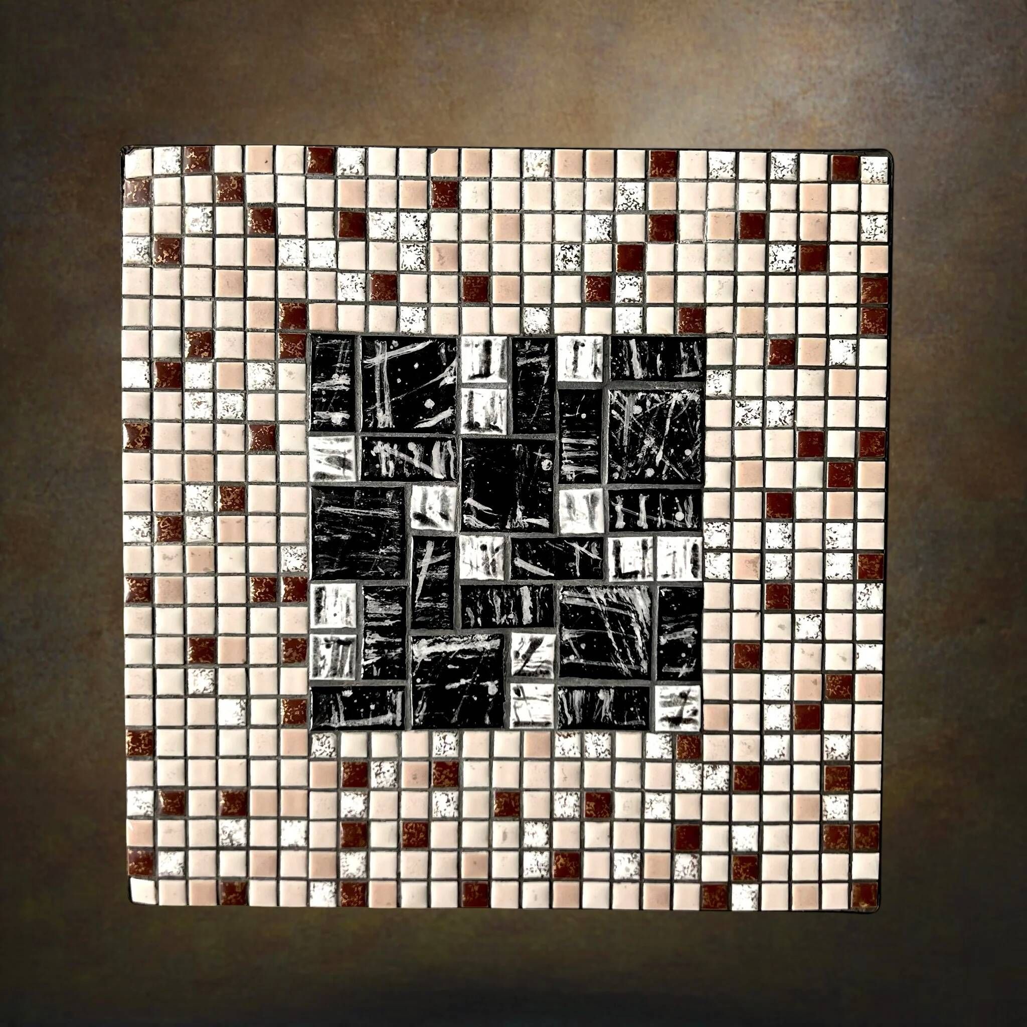 Small side table in wrought iron and ceramic mosaic – 1950s-1960s