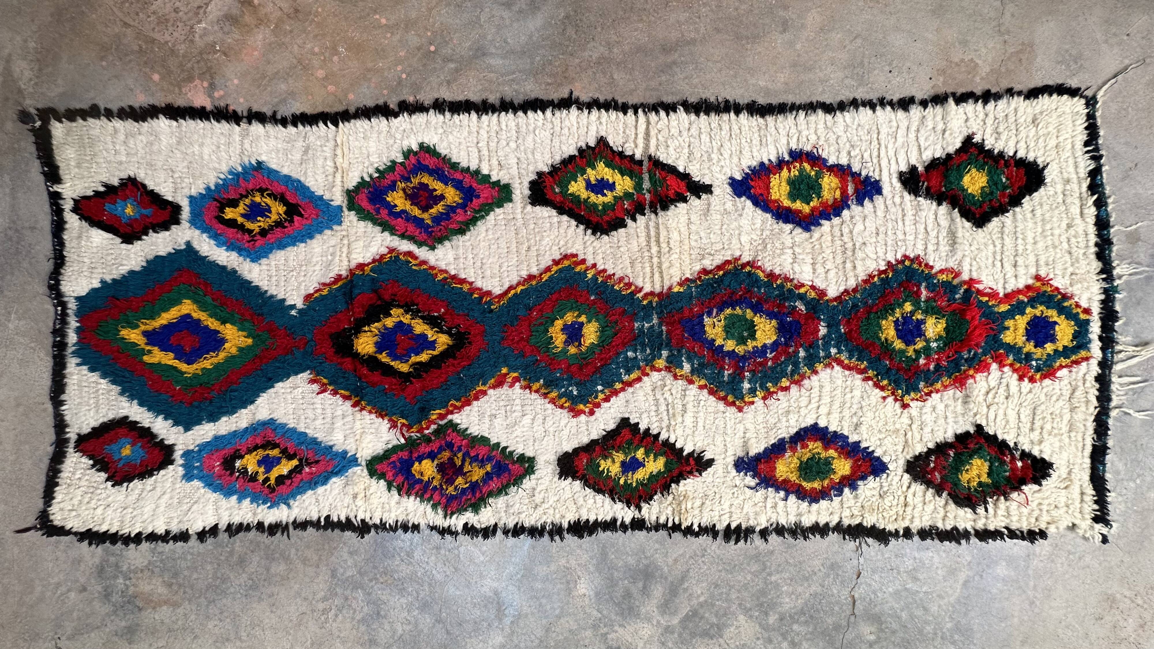 Colorful Moroccan rug Azilal - 190 x 75 cm