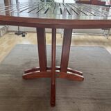 Table ovale à rallonge en bois bubinga verni triconfort avec ses 6 chaises