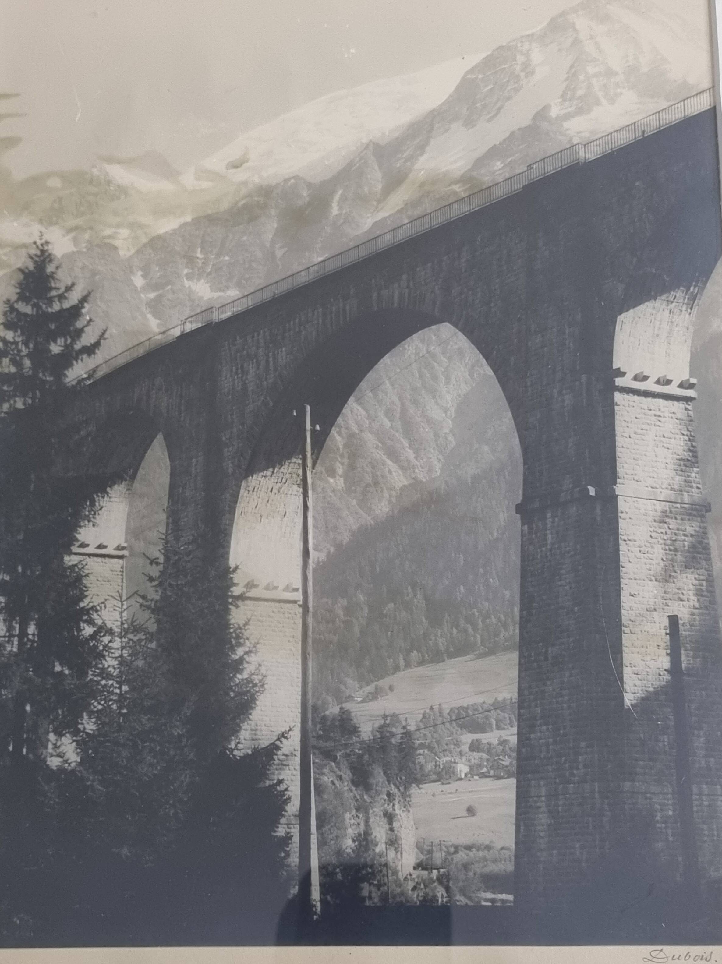 Photo of the Sainte-Marie viaduct, Les Houches, Mont-Blanc, signed Dubois, 35 x 44 cm.