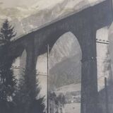 Photo of the Sainte-Marie viaduct, Les Houches, Mont-Blanc, signed Dubois, 35 x 44 cm.