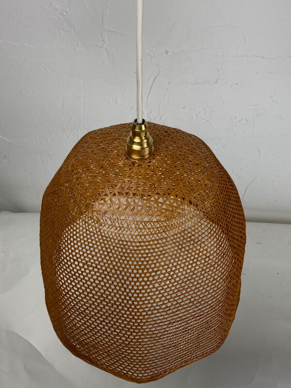 Lampe suspendue en rotin en rotin en rotin, années 1930