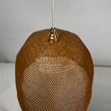 Beehive webbing rattan wicker pendant hanging lamp, 1930s