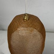Beehive webbing rattan wicker pendant hanging lamp, 1930s