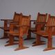 Set of four pine Scandinavian armchairs 1930