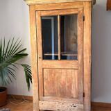 Antique bonnetière, stripped solid wood — honey patina — Provençal farmhouse style.