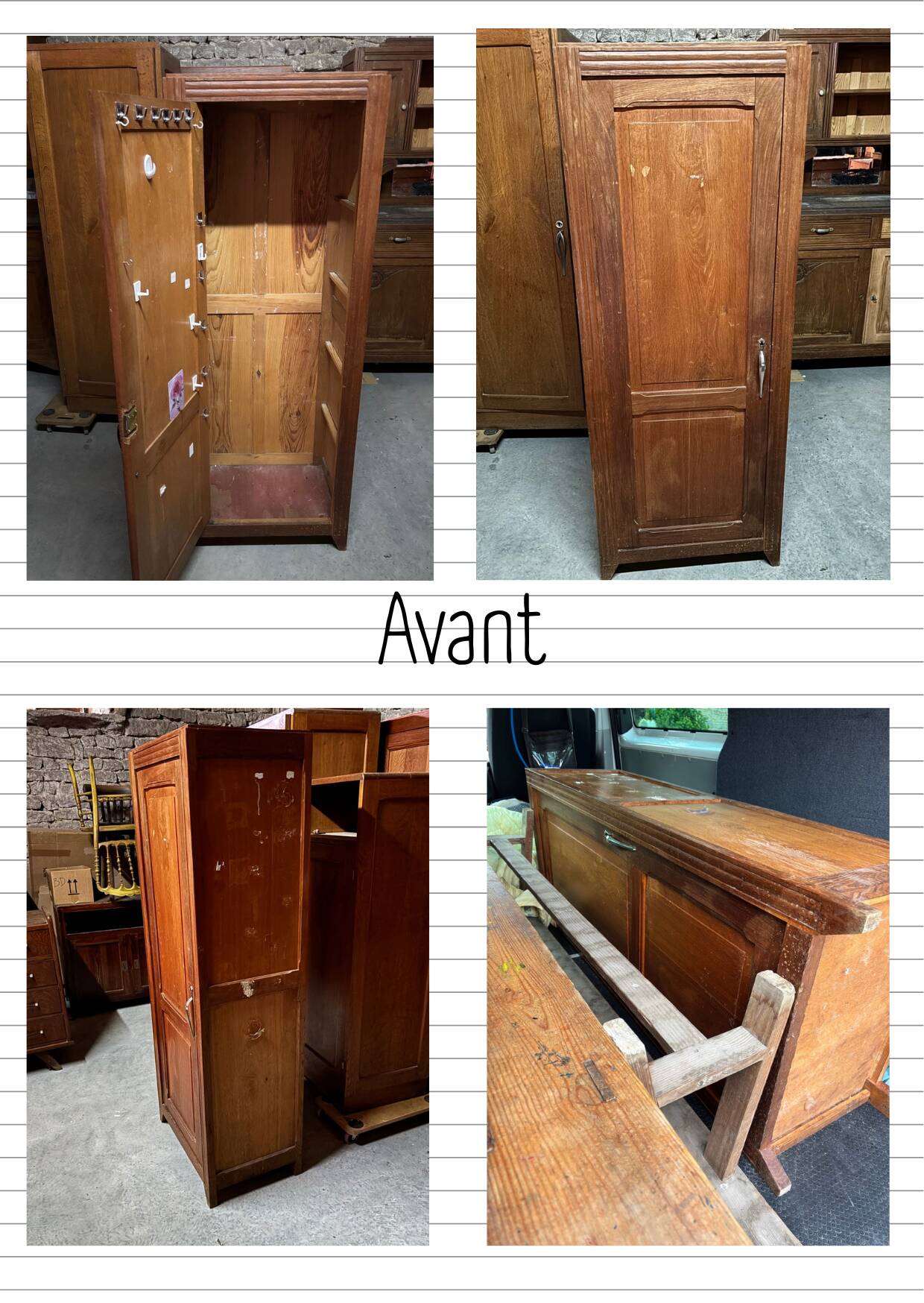 Armoire bonnetière en chêne massif restaurée