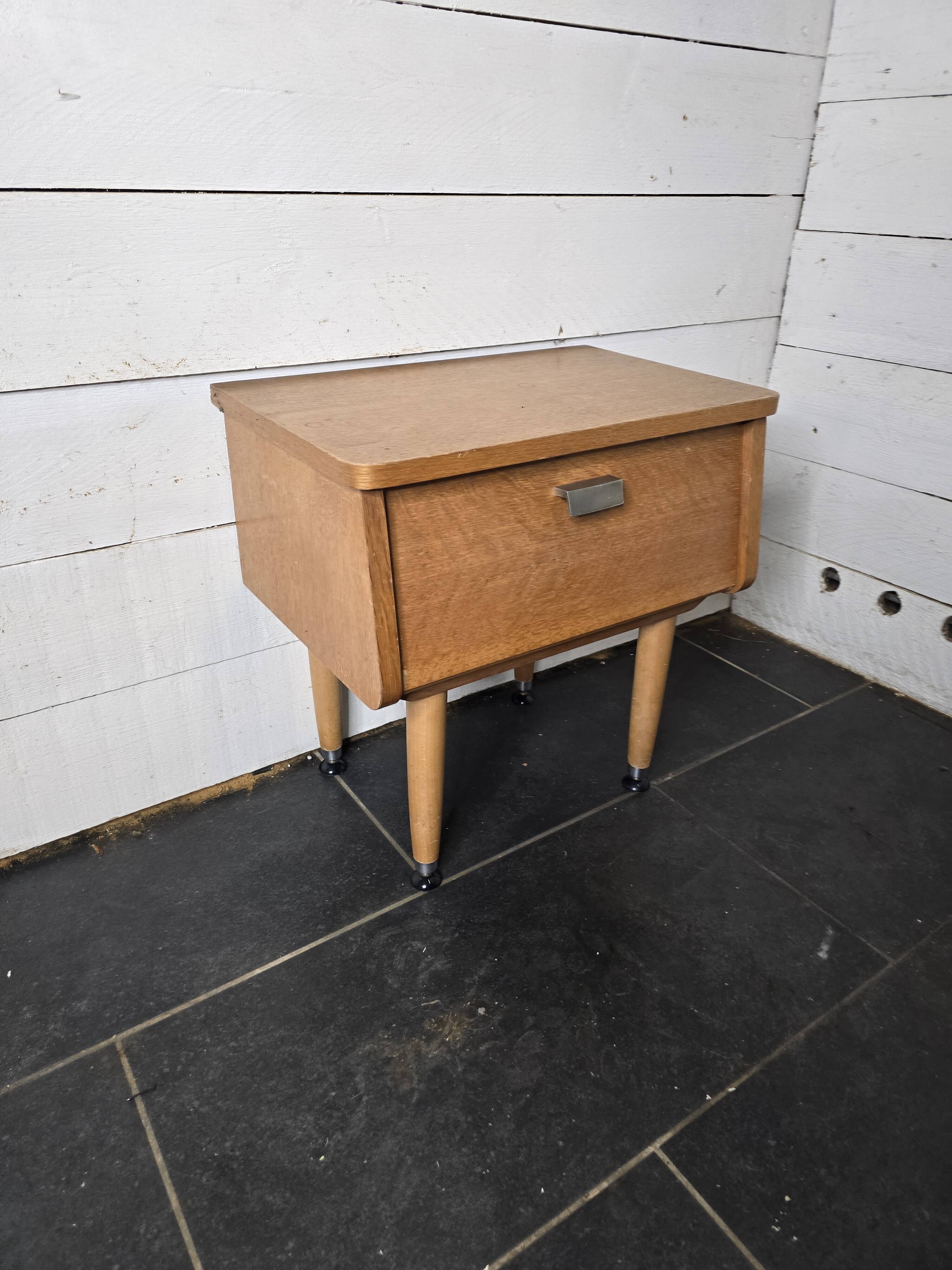 Vintage 60s oak bedside table