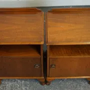 Art Deco Nightstands with Walnut Cabinet and Queen Anne Legs