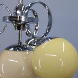 Chandelier en chrome et en verre champagne Art Déco, Tchécoslovaquie, années 1930