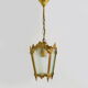 Old lantern with 4 faces in glass, chandelier in gilded bronze and glass, year 60