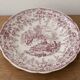 Large vintage shallow dish Lunéville KG – French earthenware, purple country decor – 30 cm