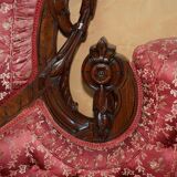 Canapé bibliothécaire victorien en acajou sculpté avec lions