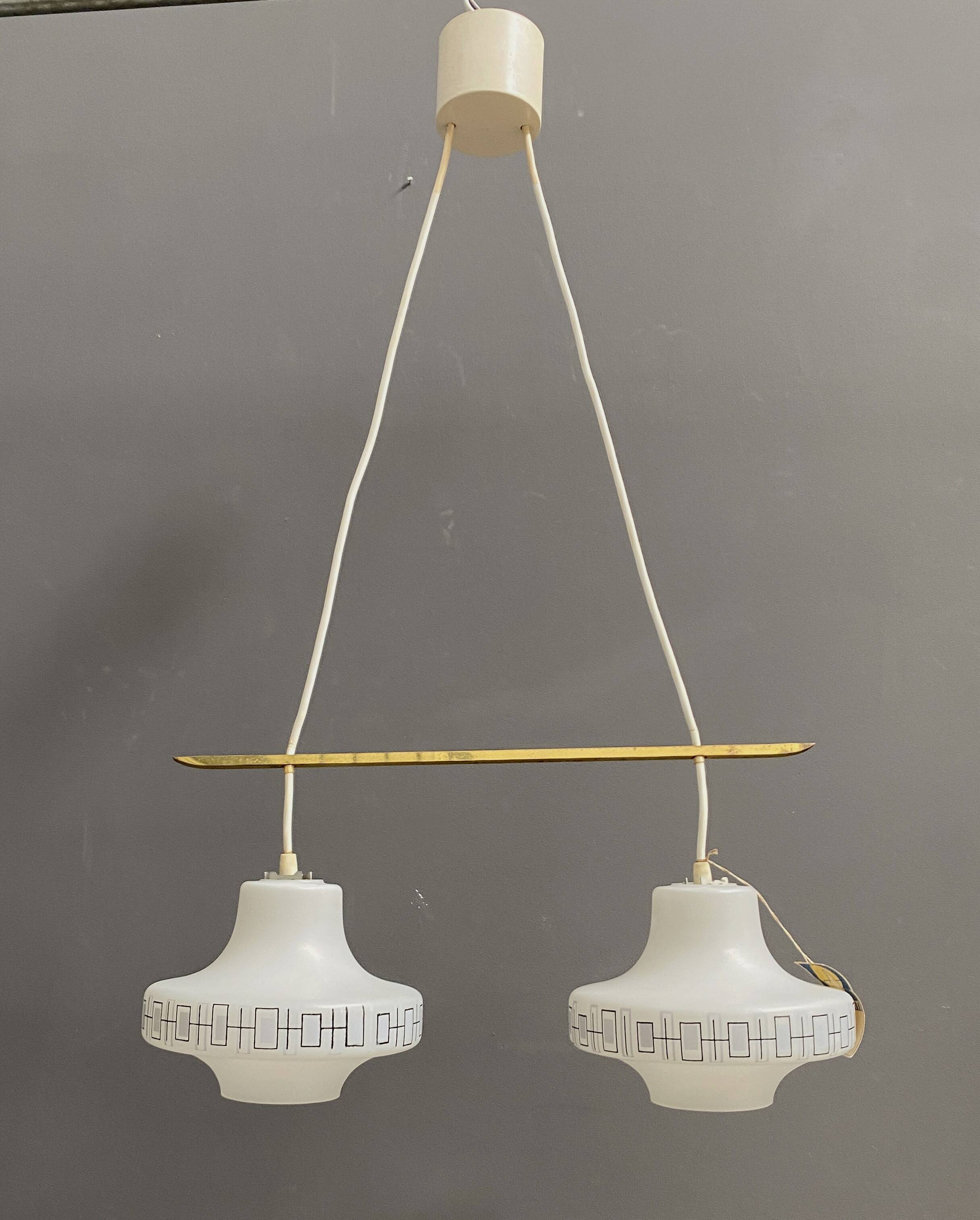 Double glass hanging lamp 1960s