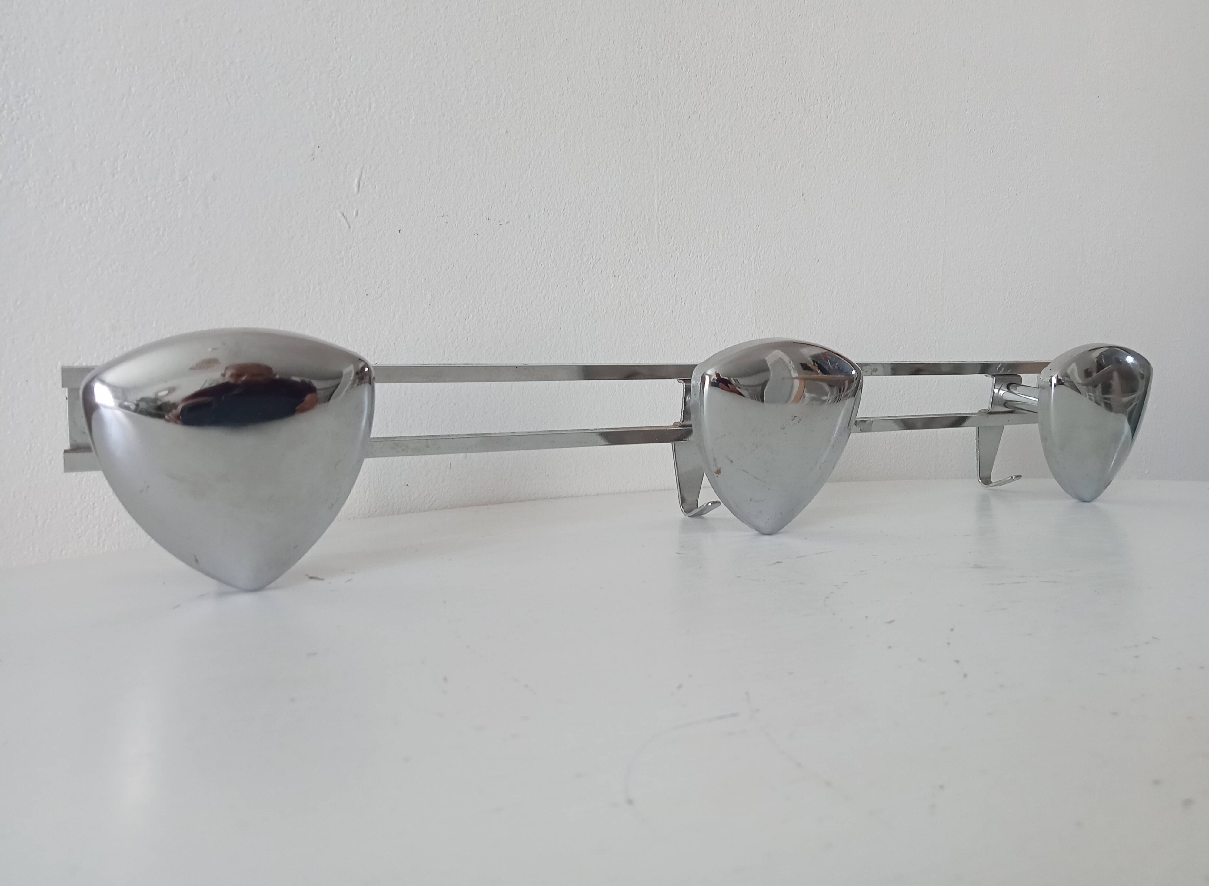 Vintage 1960s chrome wall coat rack automotive design