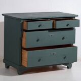 Antique painted pine chest of drawers – European rustic green chest of drawers – circa 1900