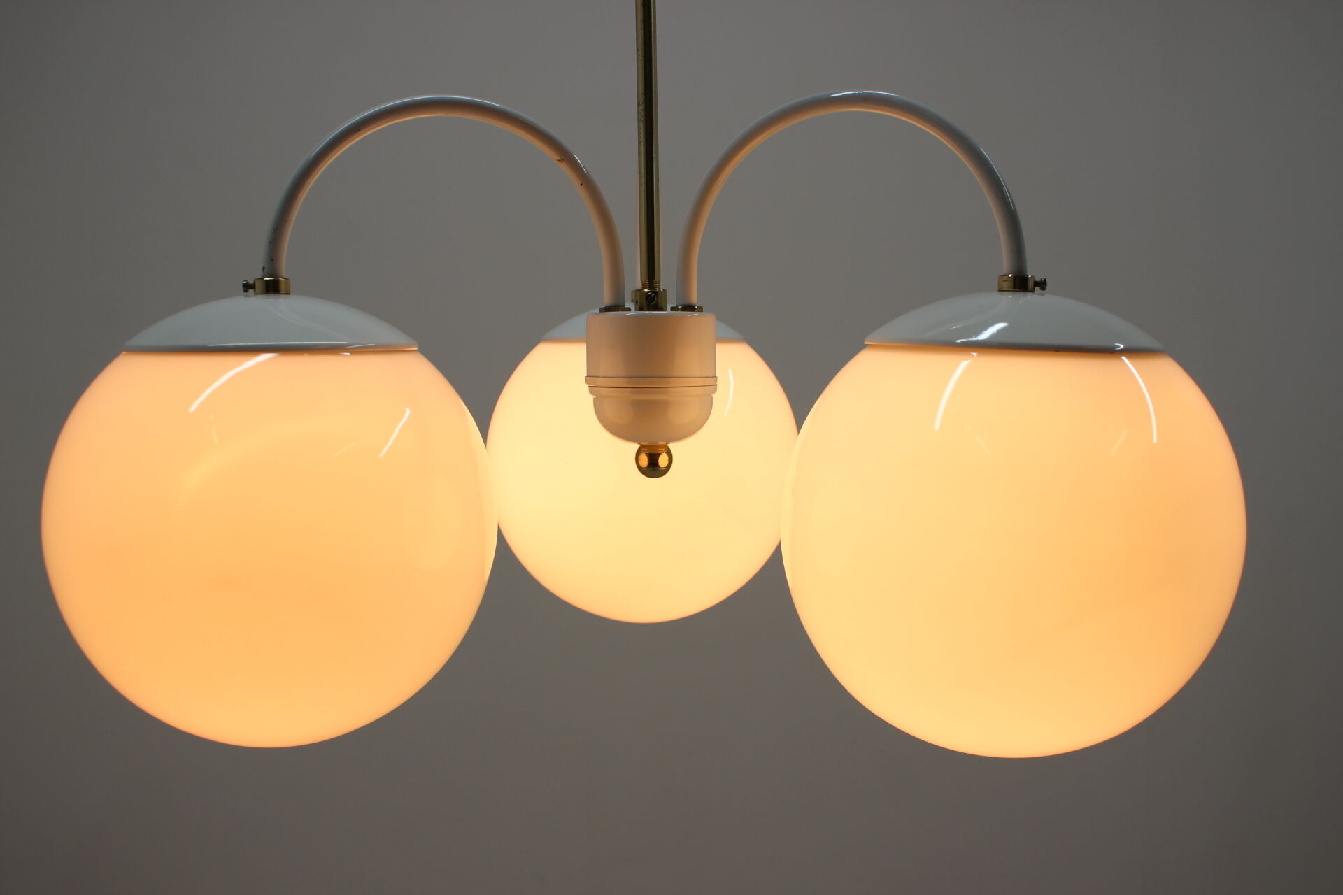 Mid-century white chandelier, Kamenický Šenov, 1970´s.