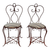 Pair of wrought iron chairs, Art Nouveau, early 20th century – France