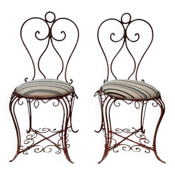 Paire de chaises en fer forgé, Art Nouveau, début XXe siècle – France