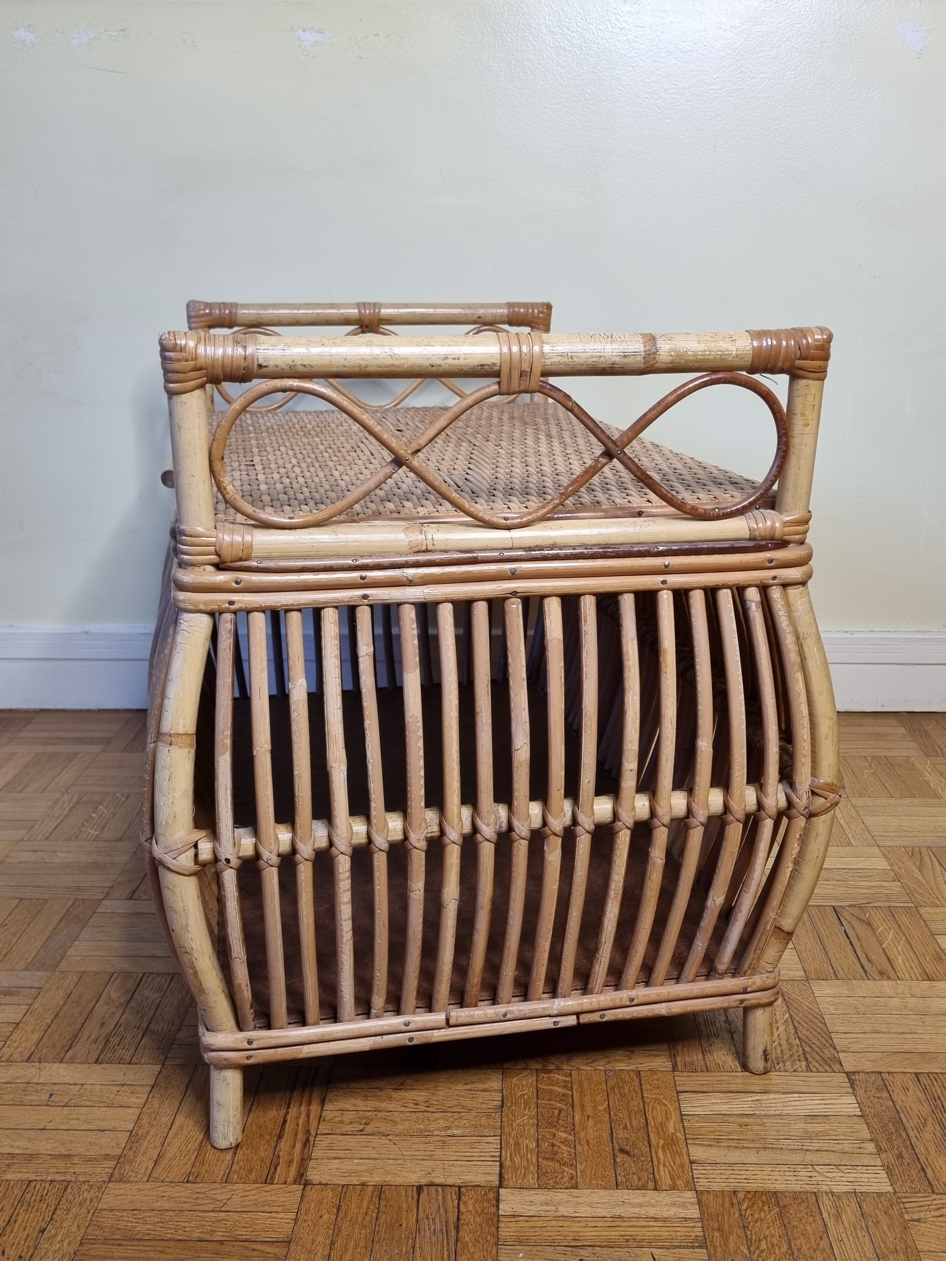 Storage box, vintage rattan bench, 80 cm