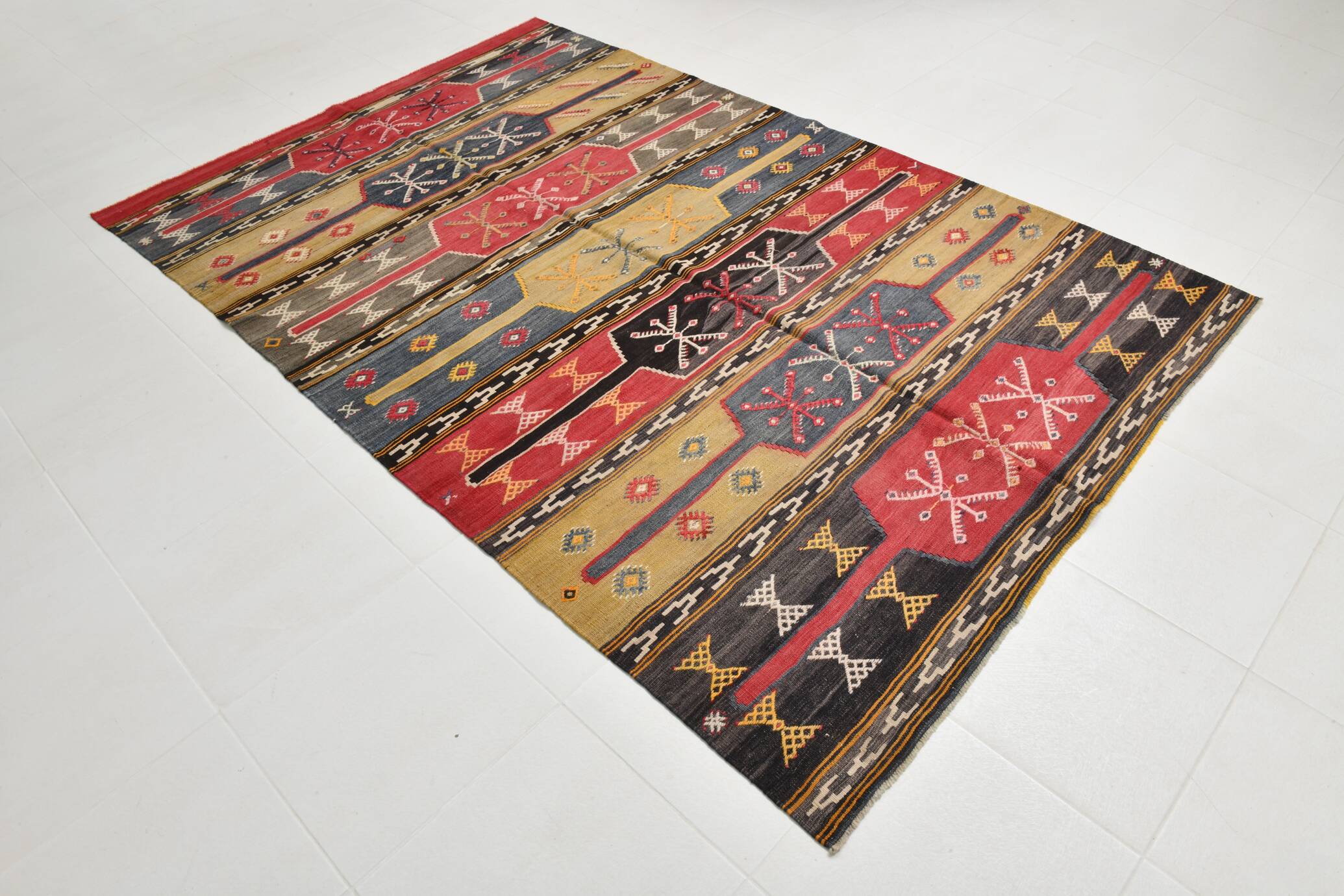 172x264Cm Cinnamon Red Kilim Rug, Large Area Rug, Turkish Bohem Rug,