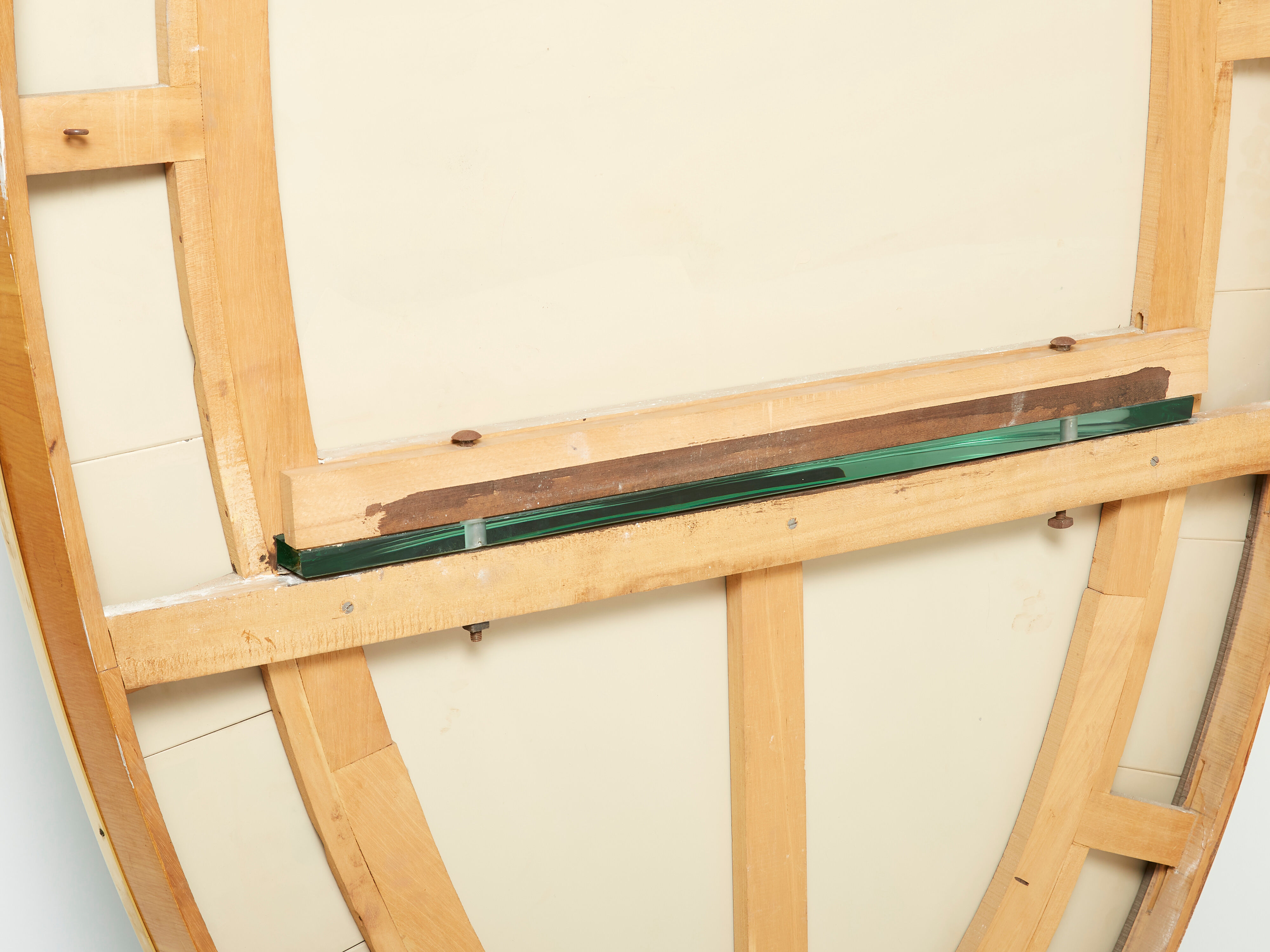 Large Italian mirror oval brass crystal green crystal of Cristal Arte 1950s 110x219cm