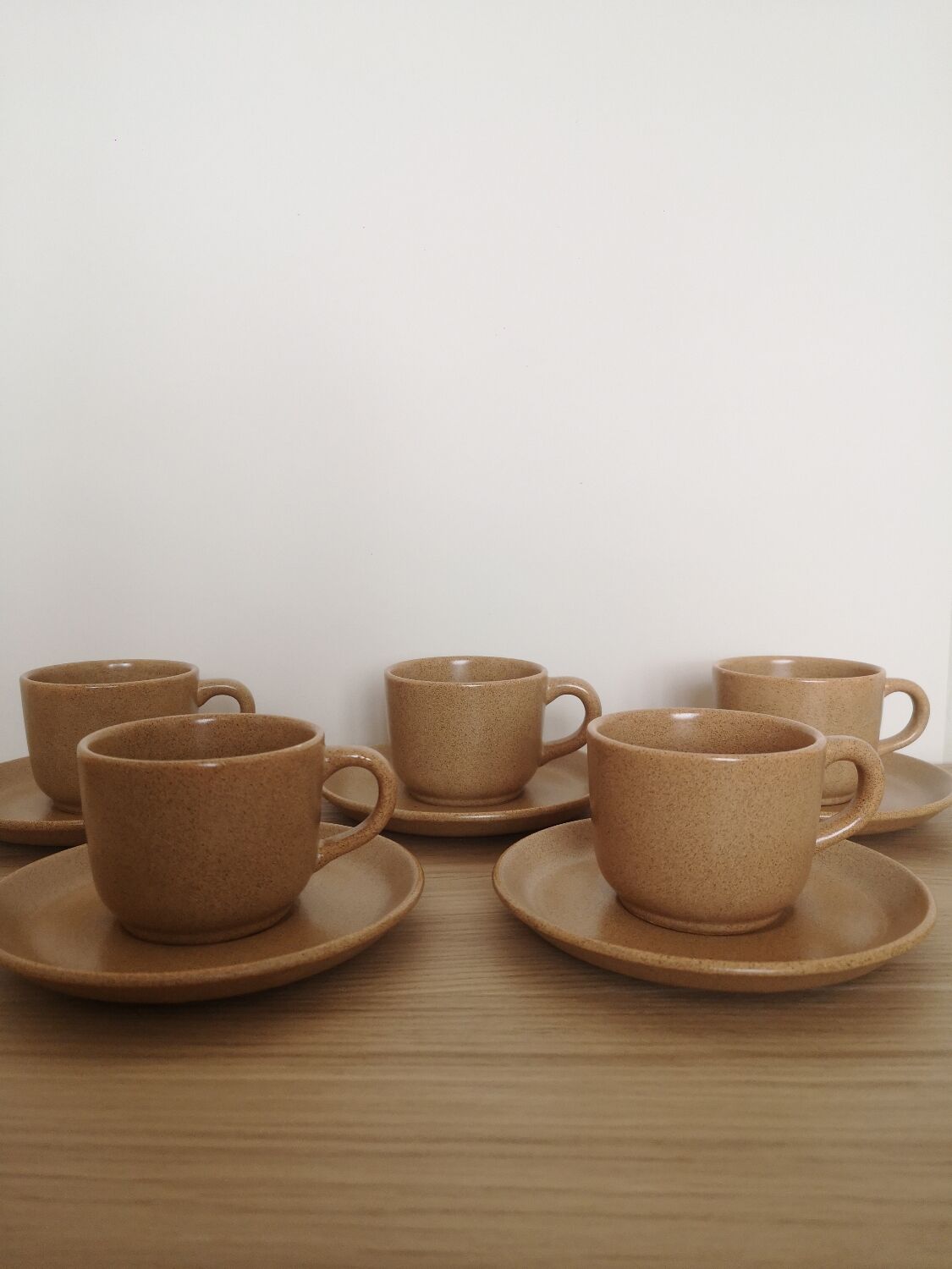 Stoneware cups and saucers
