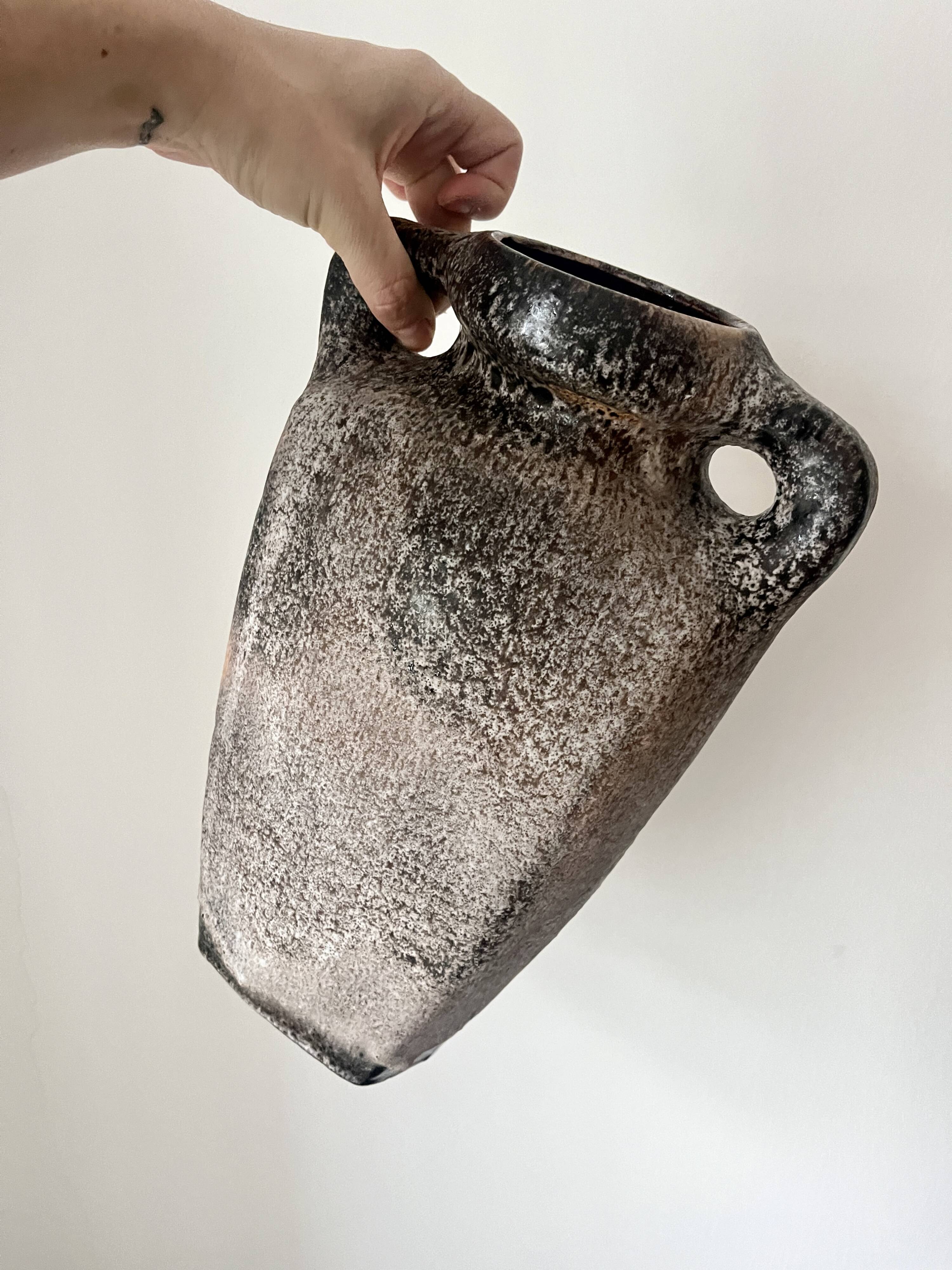 Vintage German Lava Style Grey Brown Amphora Vase, West Germany 1970s