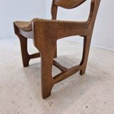 Ensemble de 6 chaises rasoir en chêne brutaliste, France, années 1960