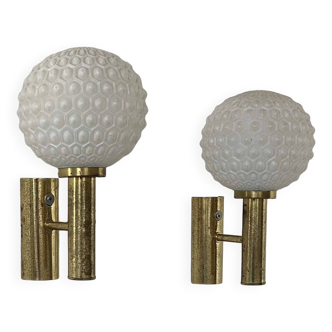 Vintage wall lamp, brass and opaline, Germany 1960