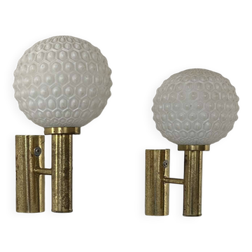 Vintage wall lamp, brass and opaline, Germany 1960