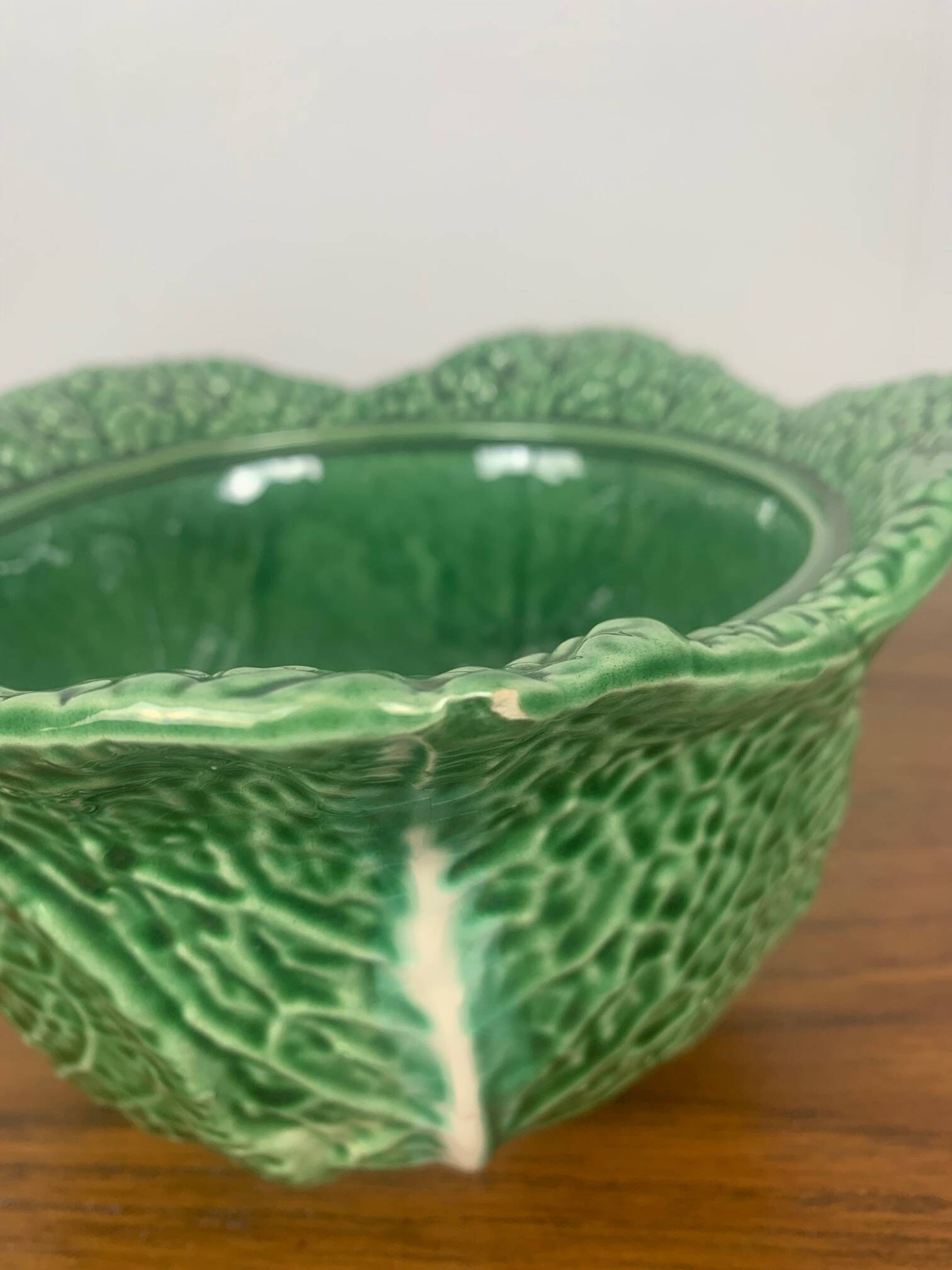 Green cabbage ceramic soup tureen, 1970/80