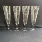 3332 – 4 Large Champagne Flutes – Vintage Cut Crystal, unstamped, these 4 large flutes