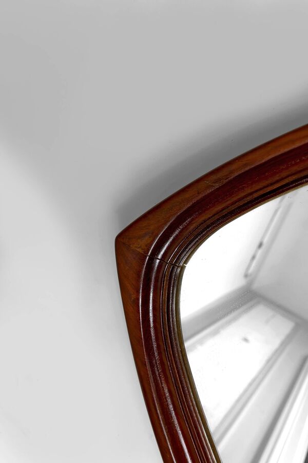 Important Miroir Triangulaire en Teck, Design Scandinave, Circa 1950