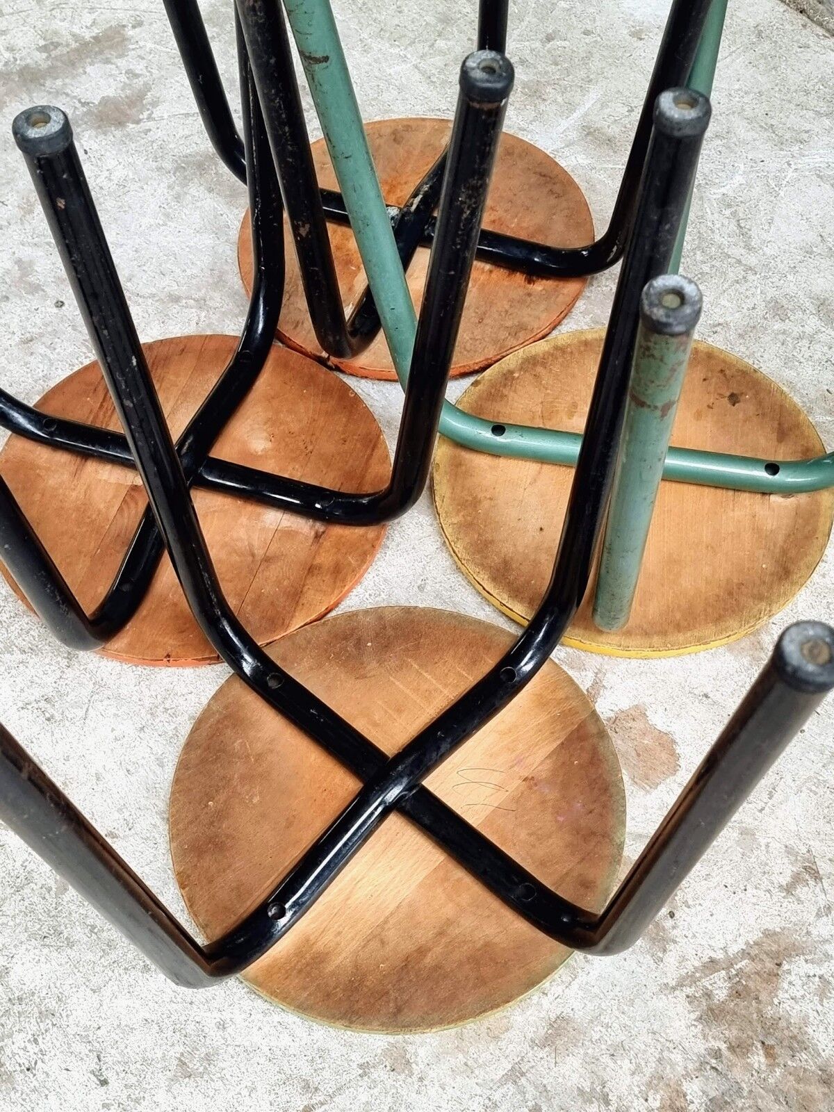 Vintage stools school stools set of 4