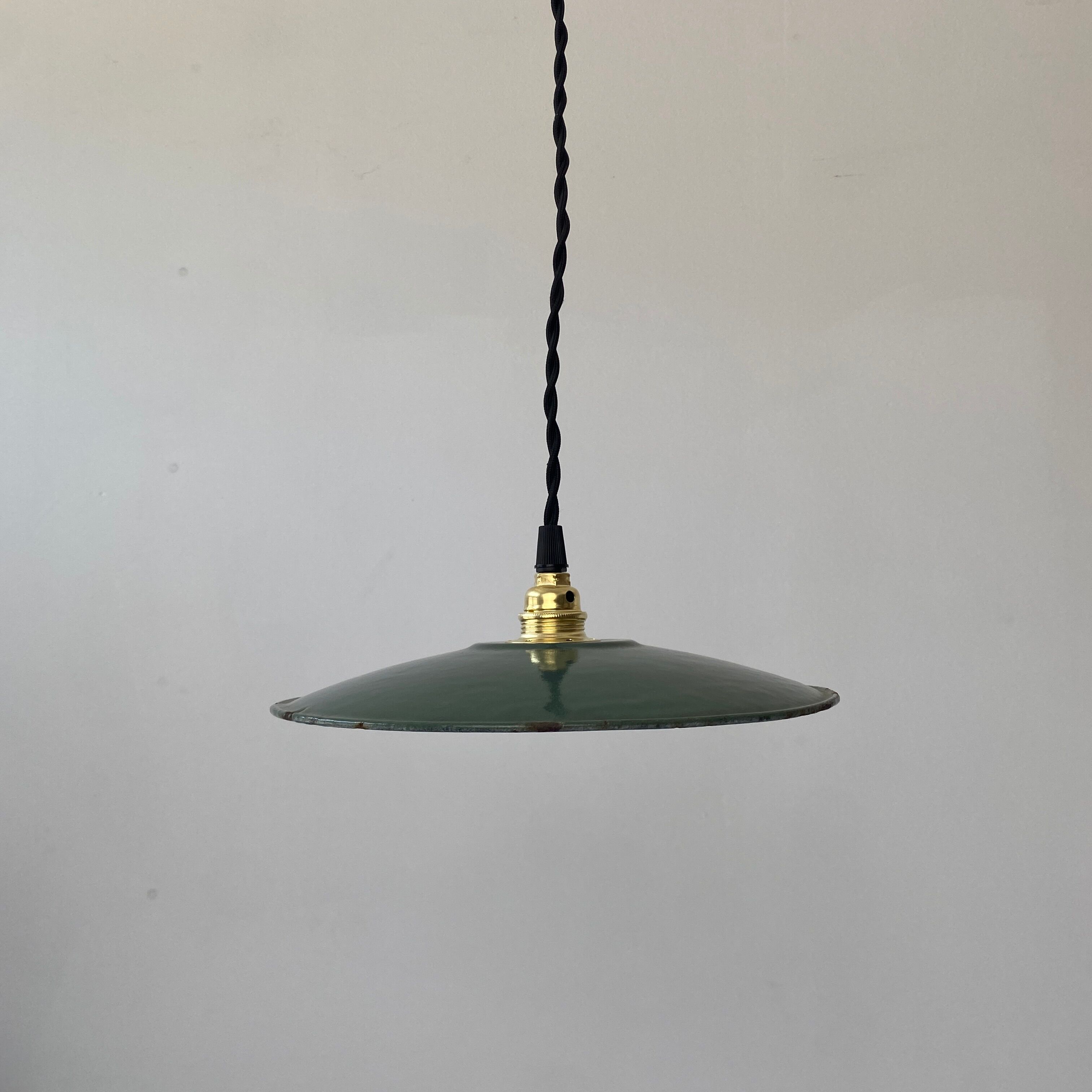 Old industrial blue grey enamelled suspension