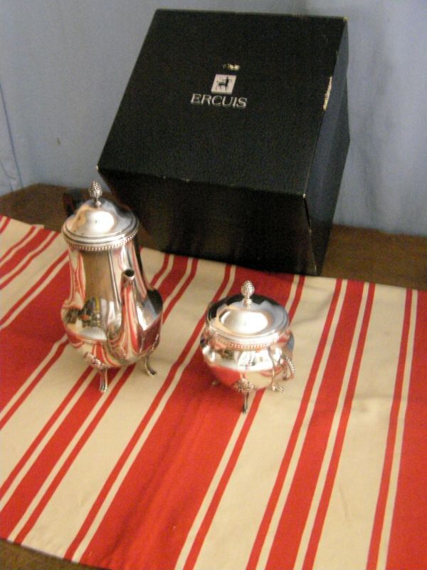 Ercuis goldsmithing, silver coffee and sugar set