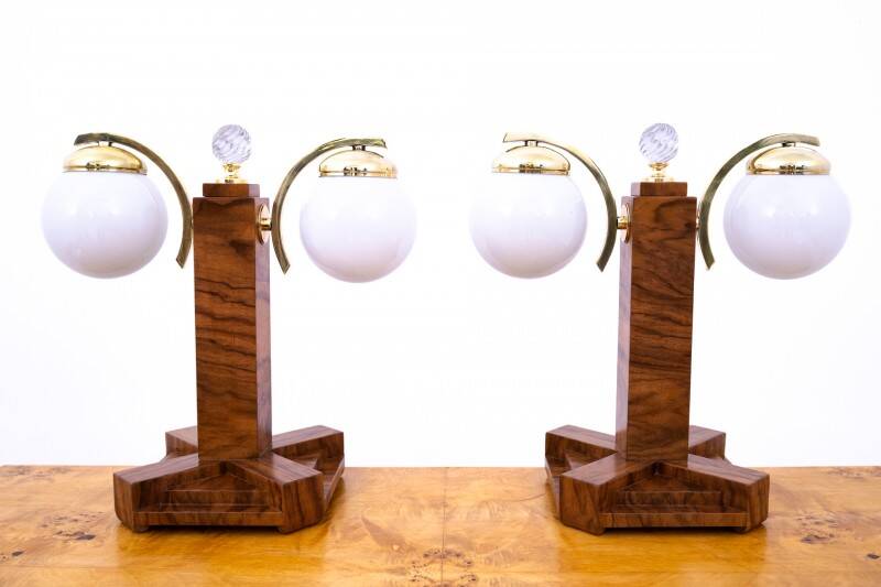 Pair of Art Deco table lamps, Poland, 1950s.