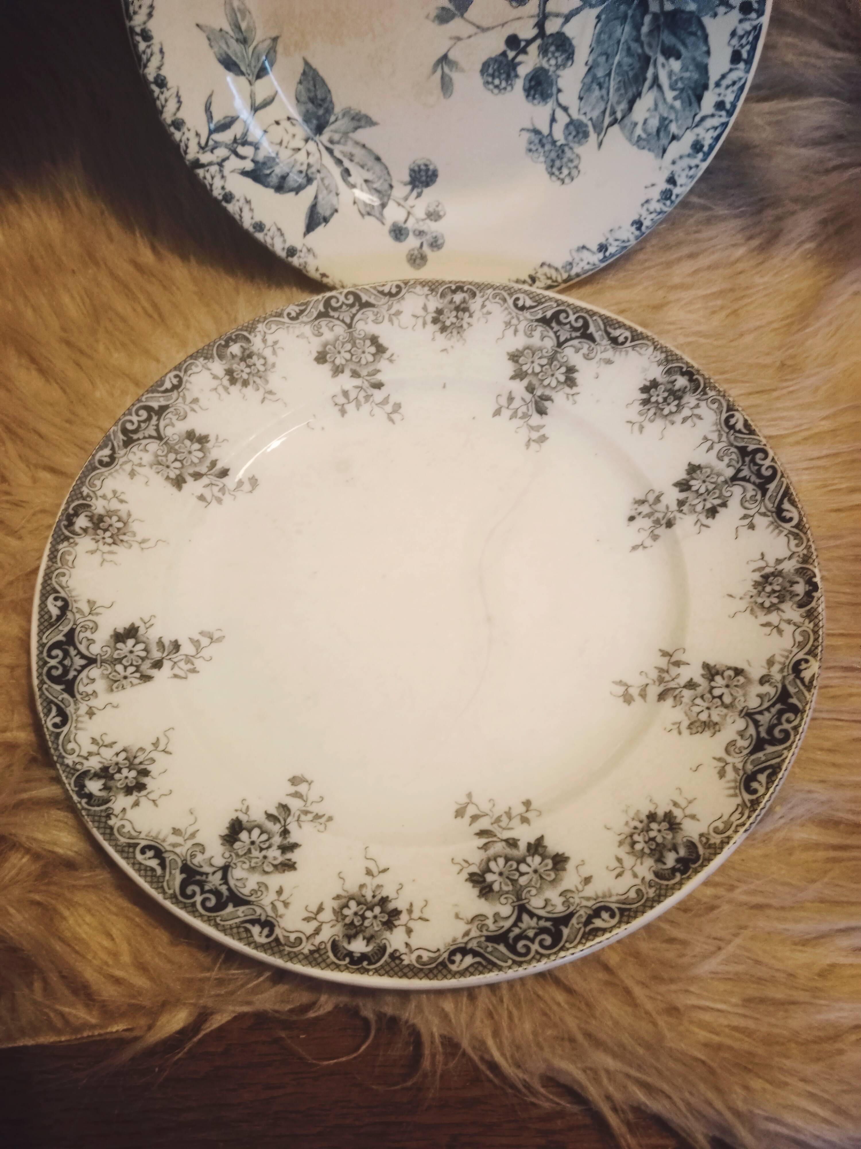 Ensemble dépareillé vintage fleuris bleus