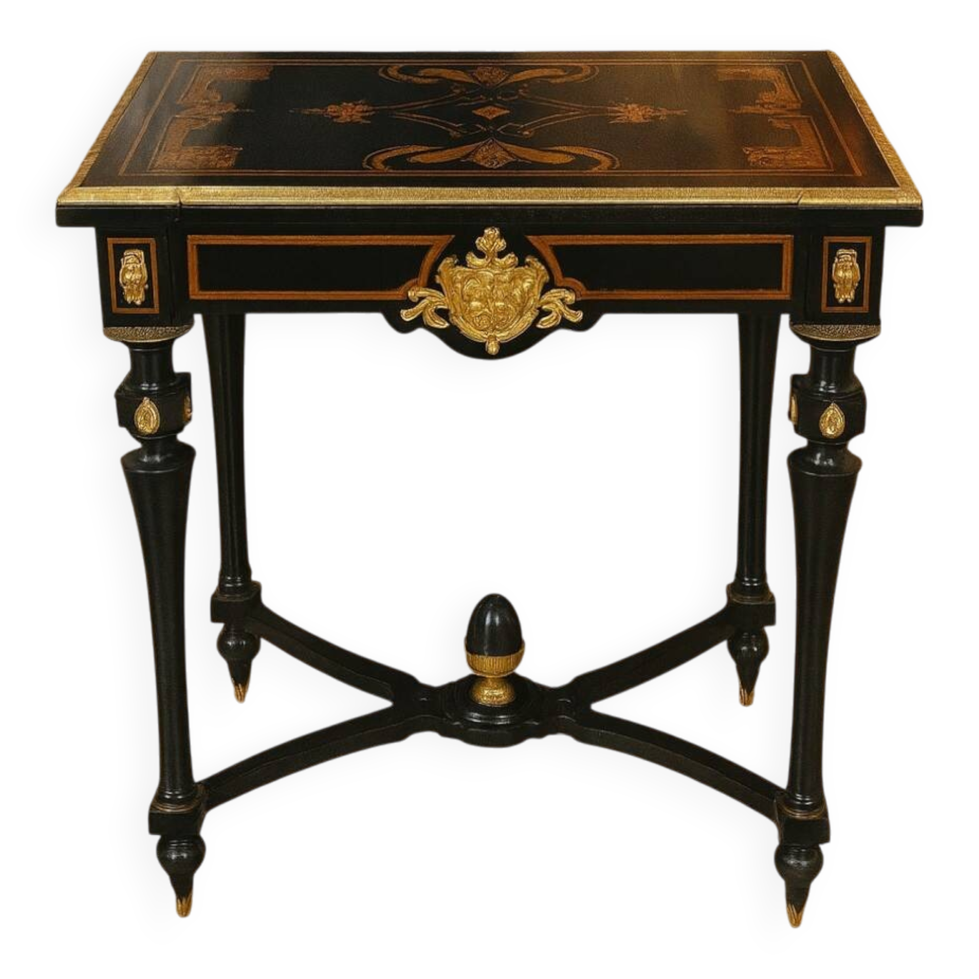 Table de courtoisie "Boulle" époque Napoléon III en marquéterie