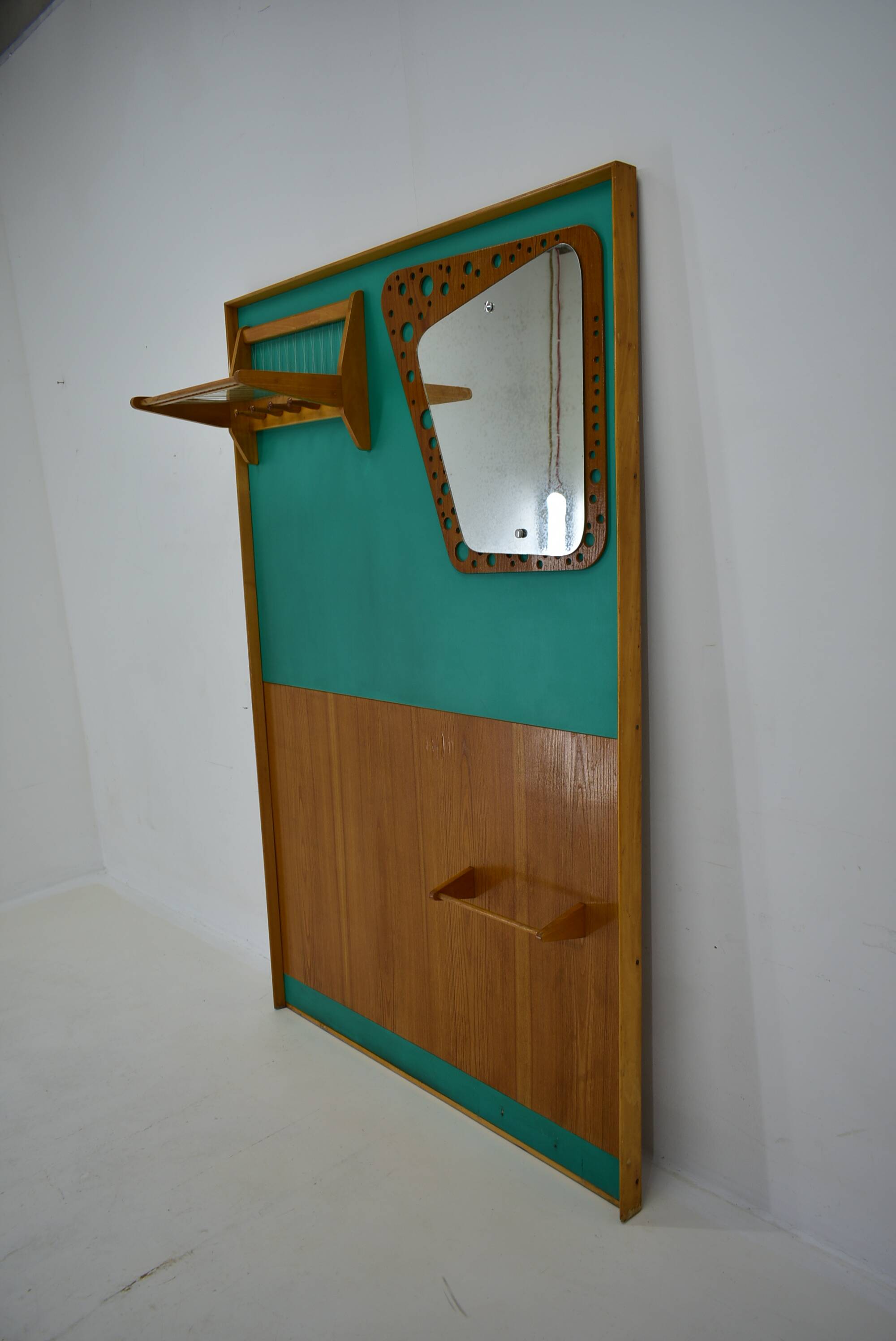 Mid-Century  Wall Mounted Coat Rack Czechoslovakia , 1970's